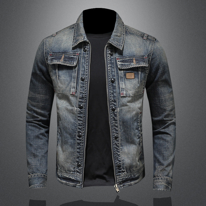 Veste en jean délavé vintage pour homme