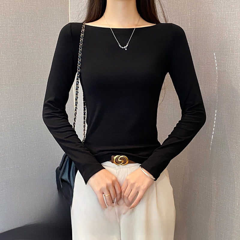 Single-shoulder long-sleeved t-shirt