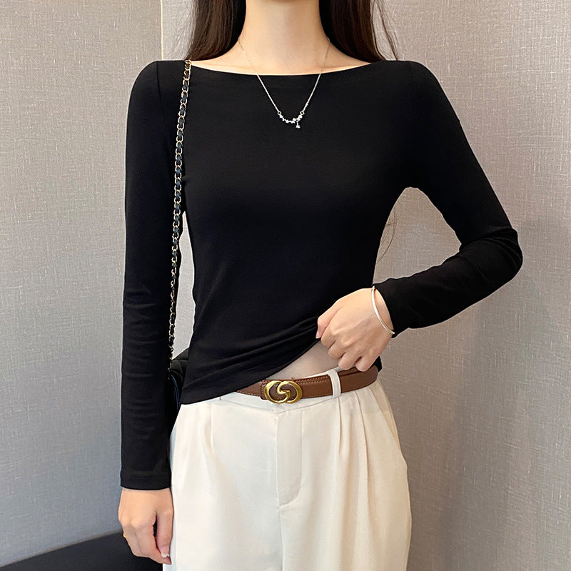 Single-shoulder long-sleeved t-shirt