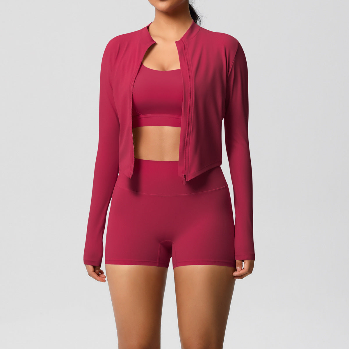 Conjunto de ioga de três peças para mulher 