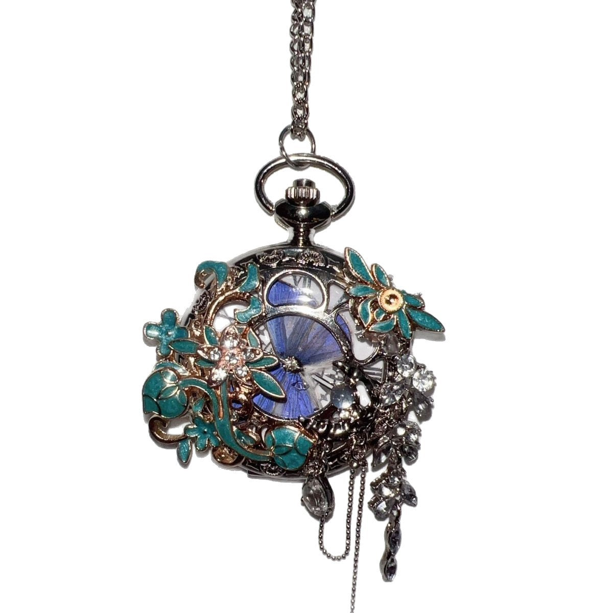 Montre de poche vintage à papillon mobile 