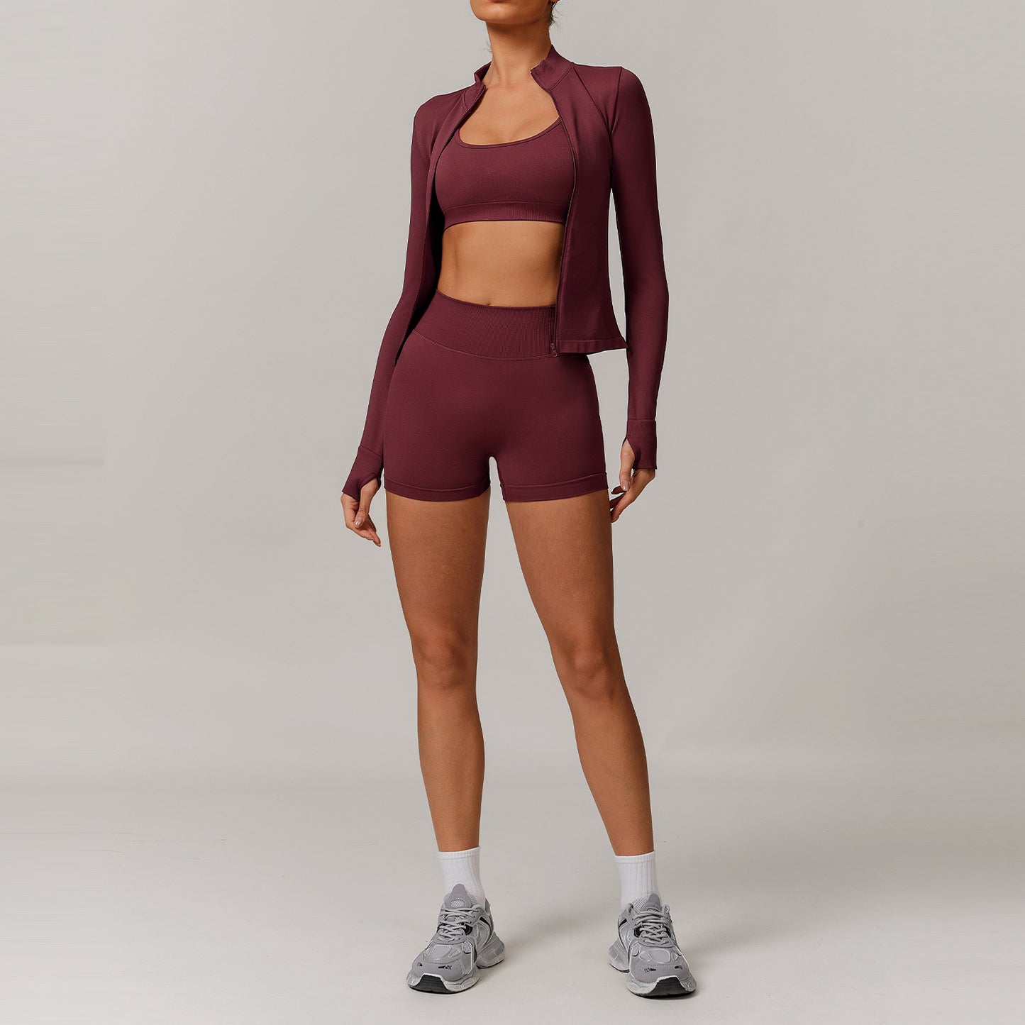 Conjunto de ioga para costas sem costuras 