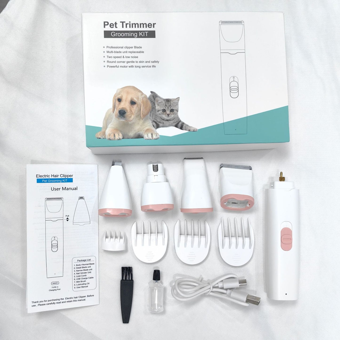 Ensemble de tondeuse électrique pour le toilettage des animaux de compagnie 