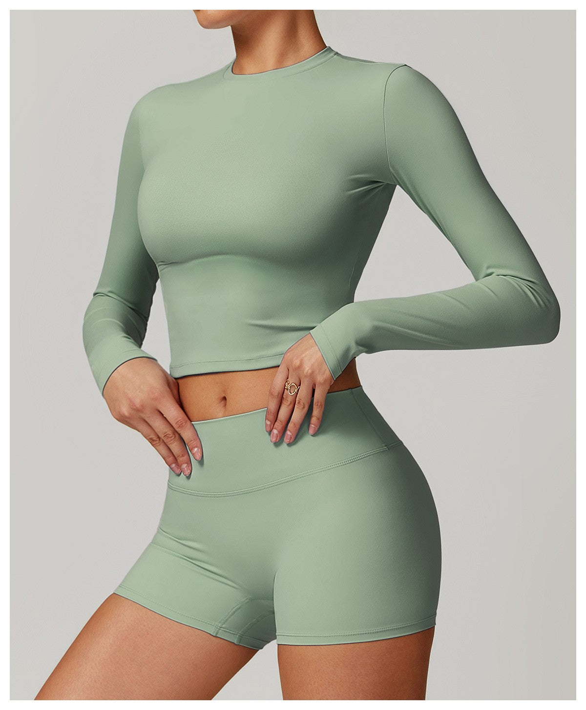 Conjunto de ioga com gola redonda 