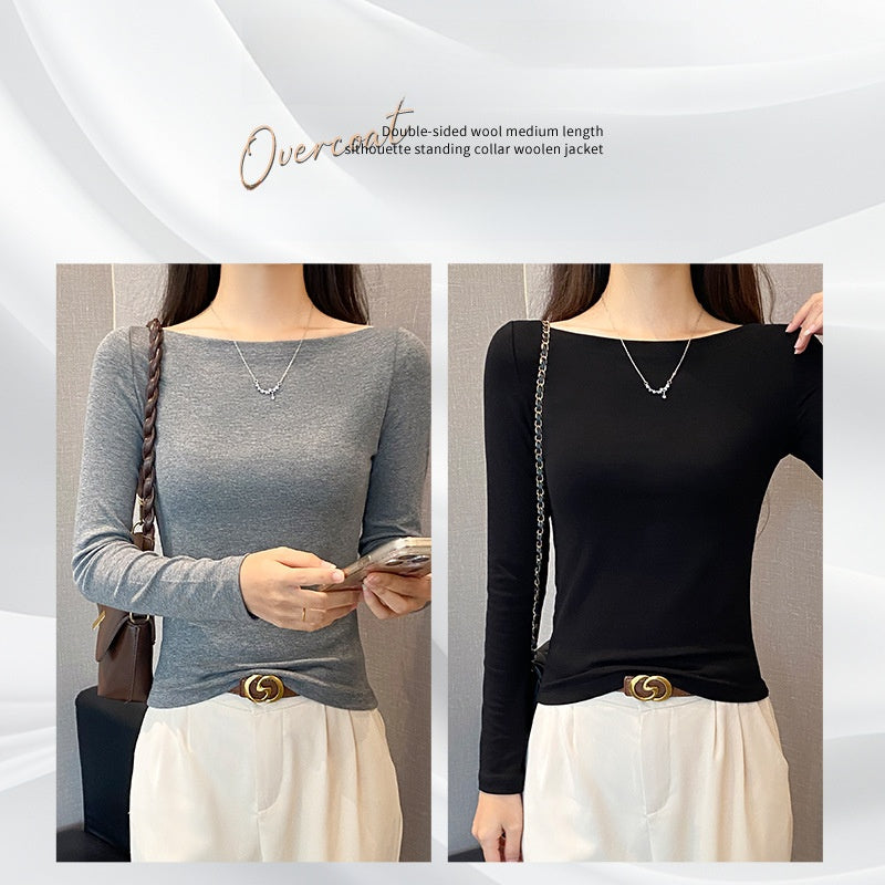 Single-shoulder long-sleeved t-shirt