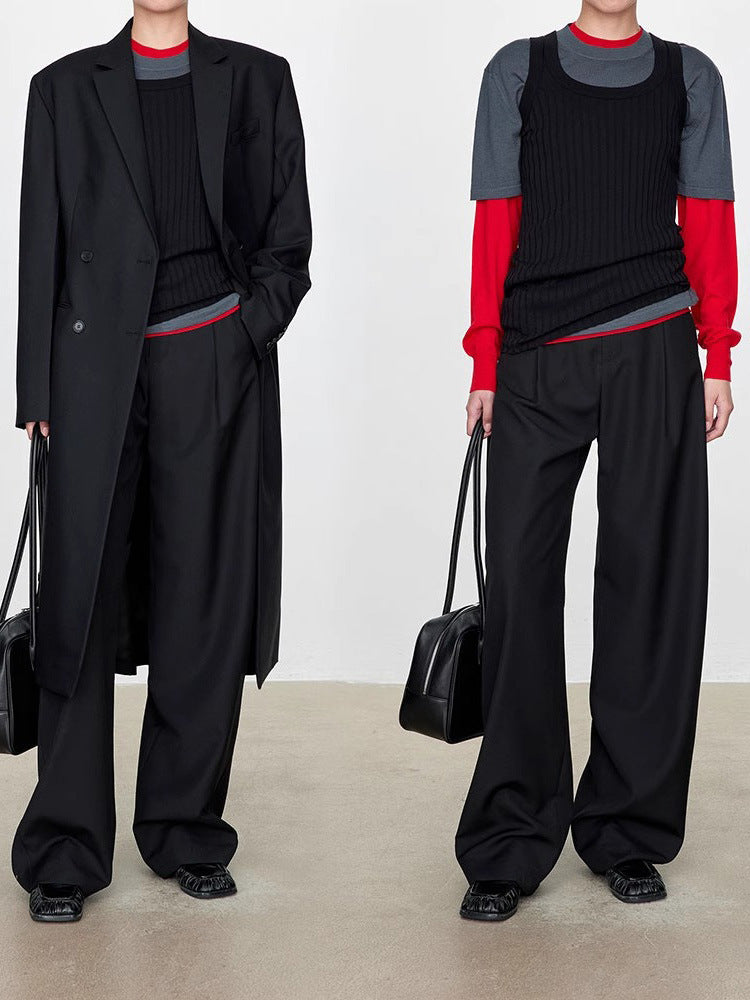 Pantalon large en laine peignée pour femme 