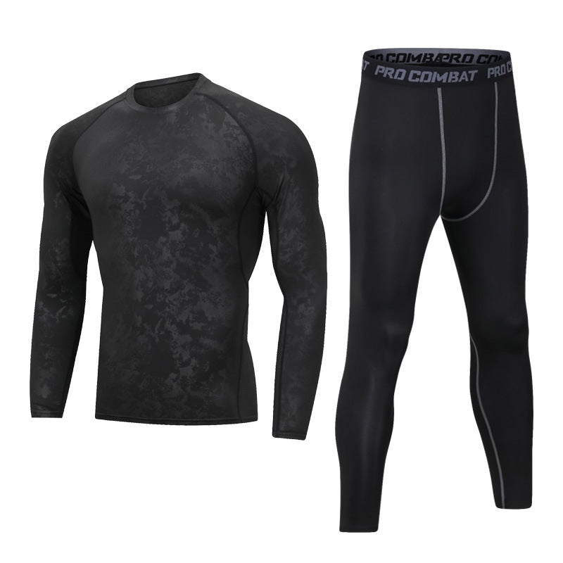Ensemble de sport doublé polaire pour homme, idéal pour le fitness et la course à pied en hiver. 