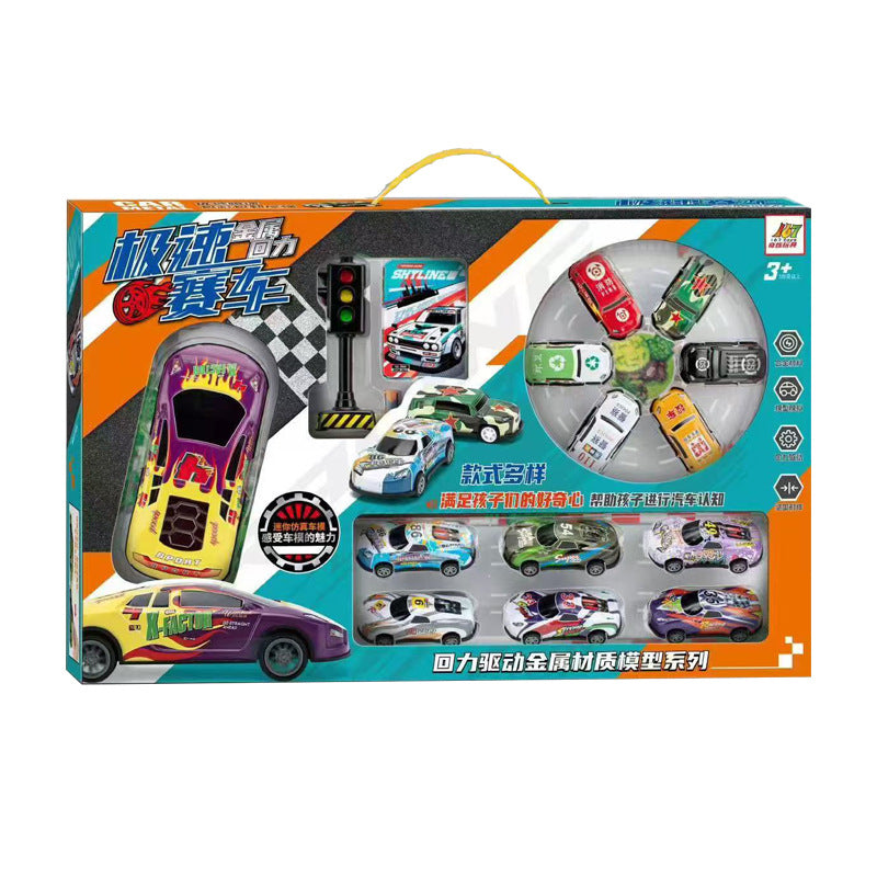 Coffret cadeau de voitures miniatures en métal à friction 