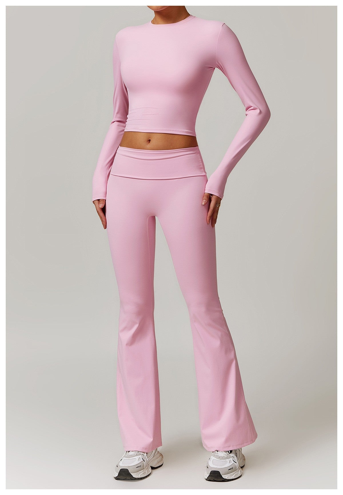 Conjunto de ioga com gola redonda 