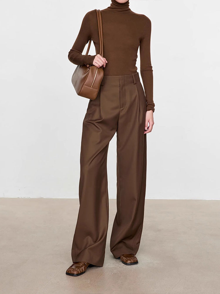 Pantalon large en laine peignée pour femme 