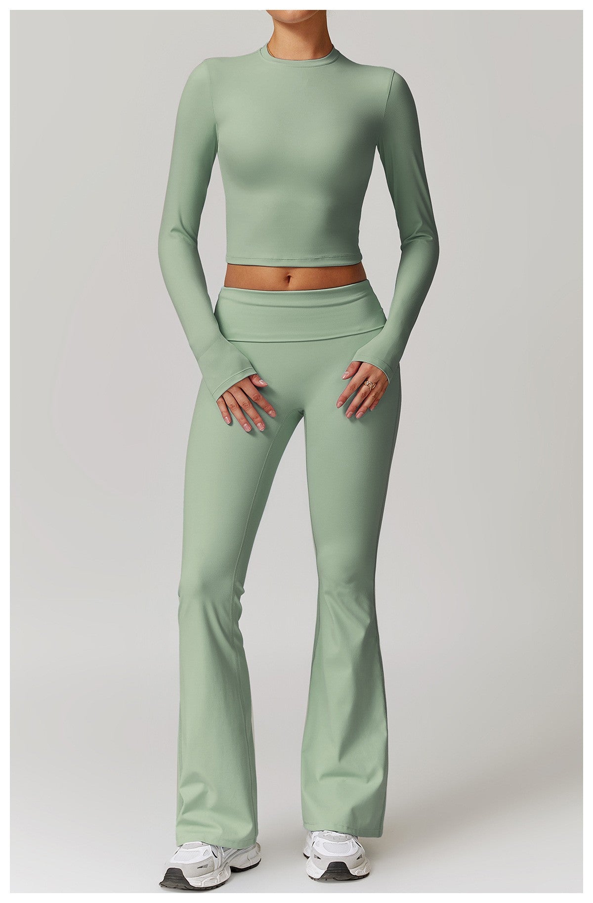 Conjunto de ioga com gola redonda 