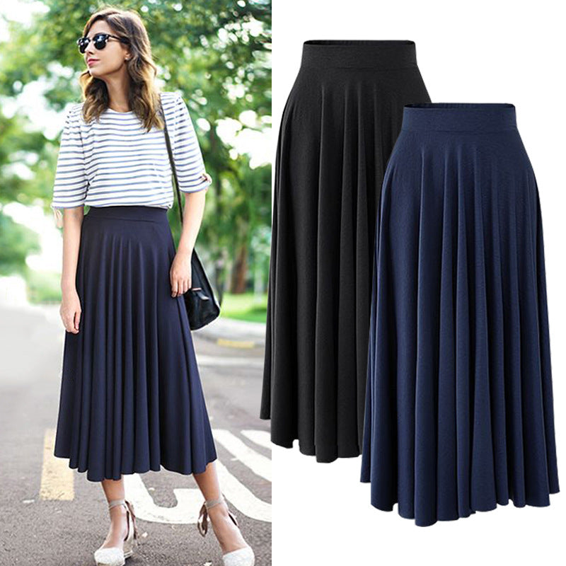 Modal Elastic Waist Pleated Midi Skirt