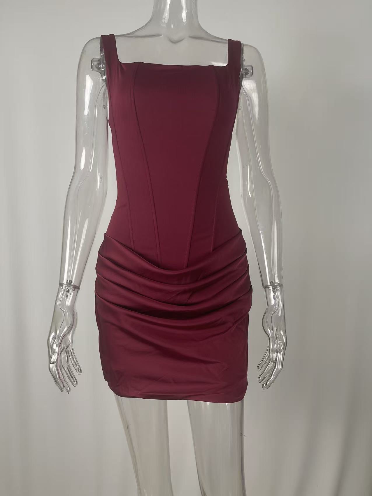 Sweet and Spicy Square Neck Waist Short Skirt