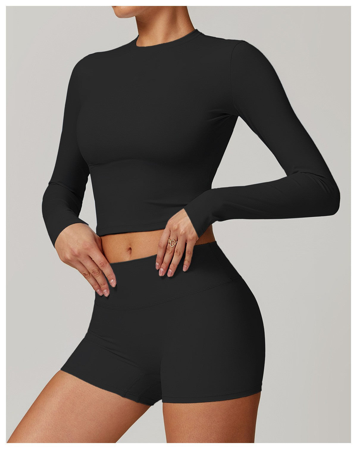 Conjunto de ioga com gola redonda 