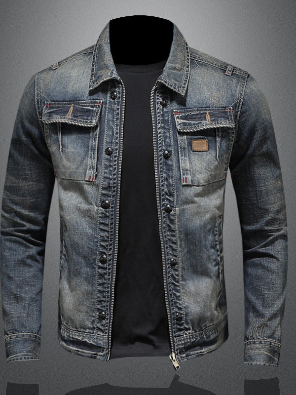 Veste en jean délavé vintage pour homme 
