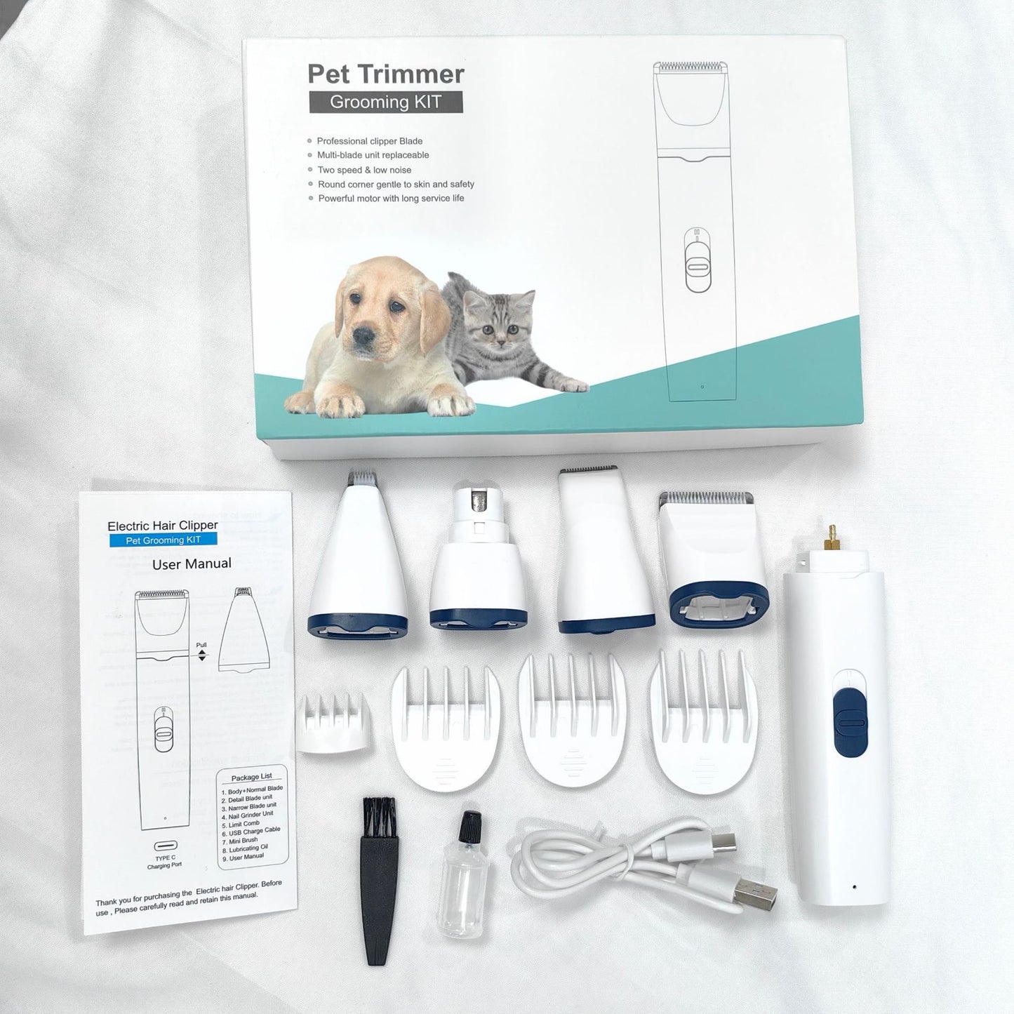 Ensemble de tondeuse électrique pour le toilettage des animaux de compagnie 