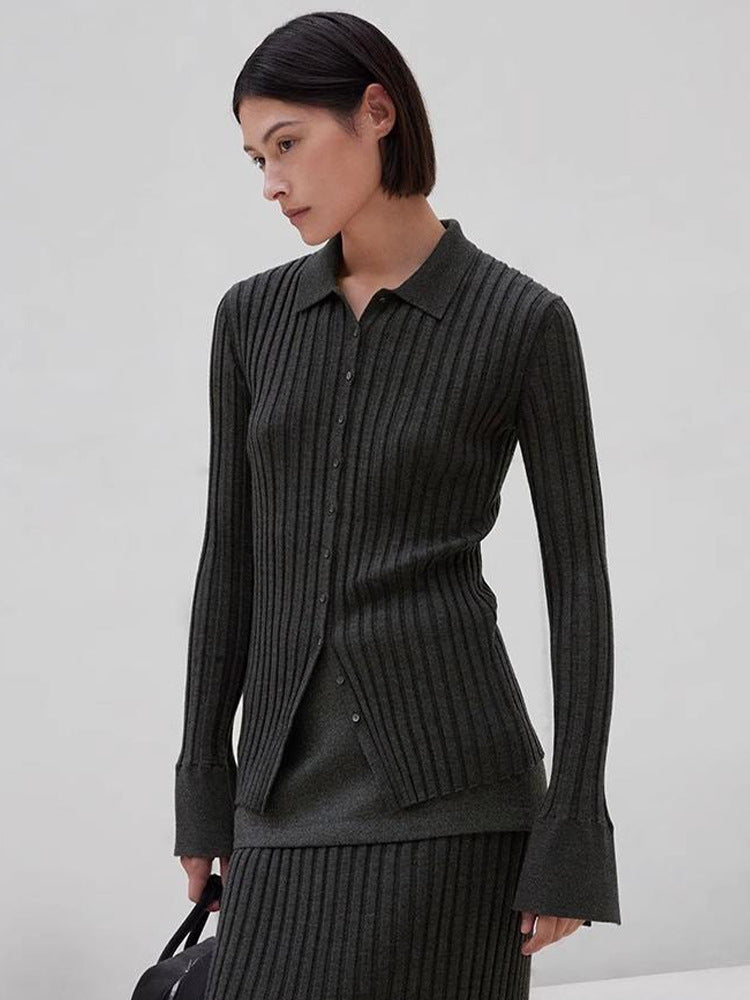 Polo canelado de lã ultrafina 