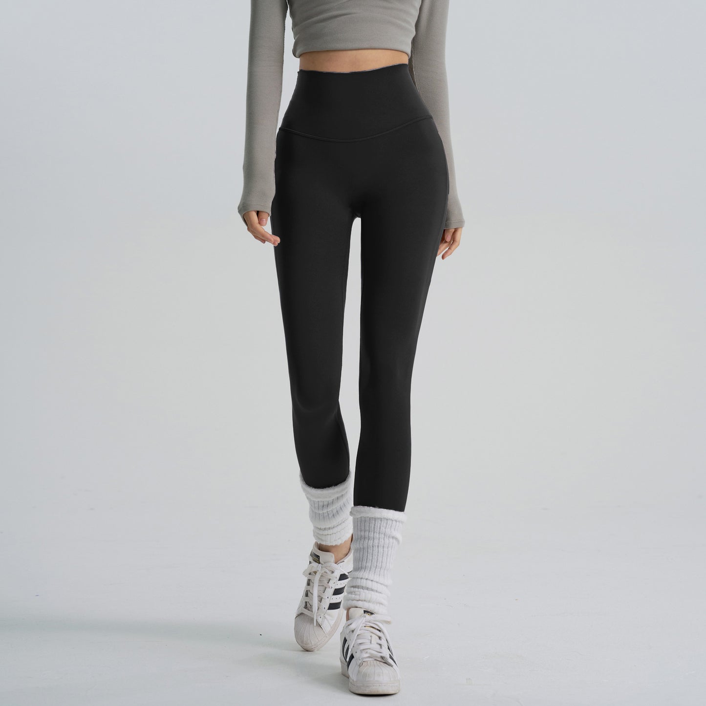 Calças de ioga de cintura subida 