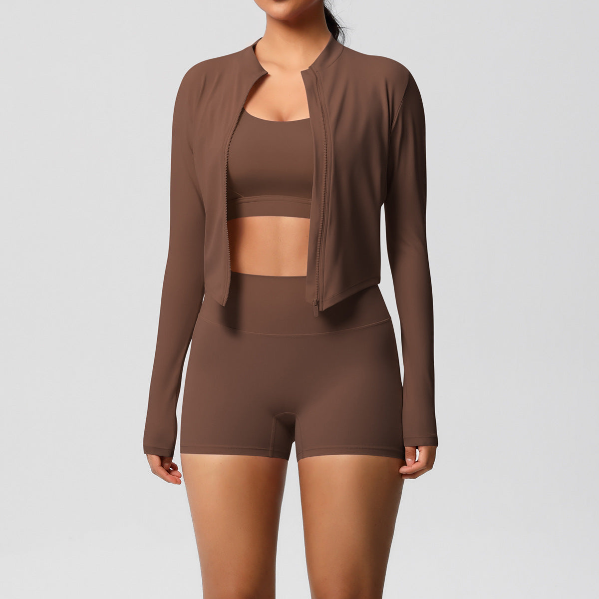 Conjunto de ioga de três peças para mulher 