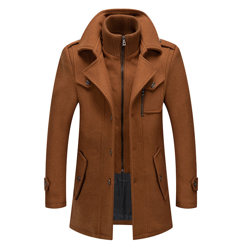 Manteau d'affaires pour homme en laine, veste d'hiver à double col 