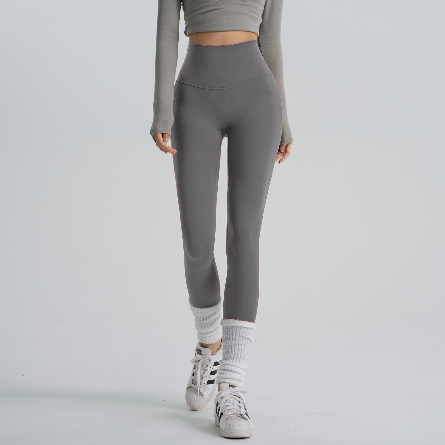 Calças de ioga de cintura subida 