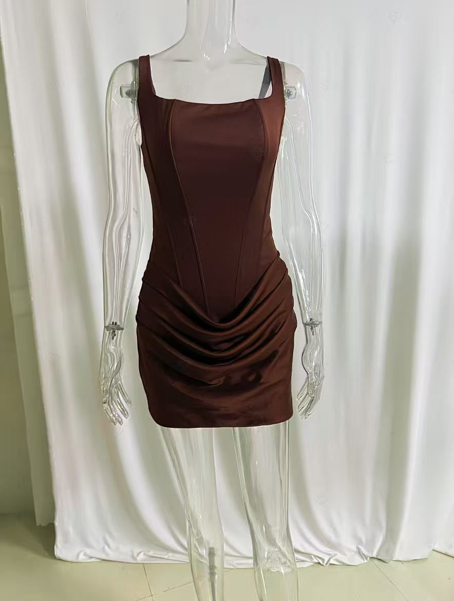 Sweet and Spicy Square Neck Waist Short Skirt