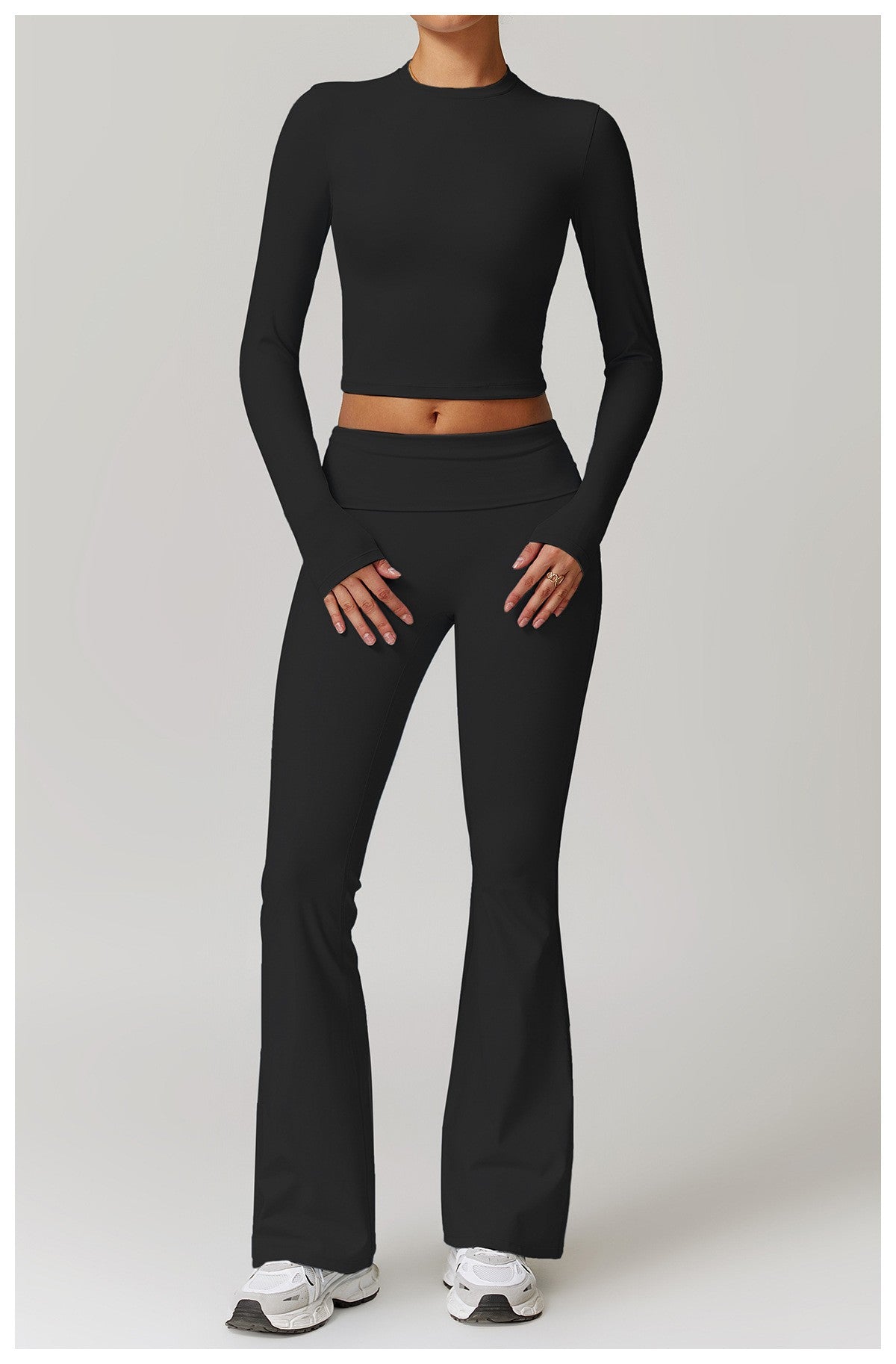 Conjunto de ioga com gola redonda 