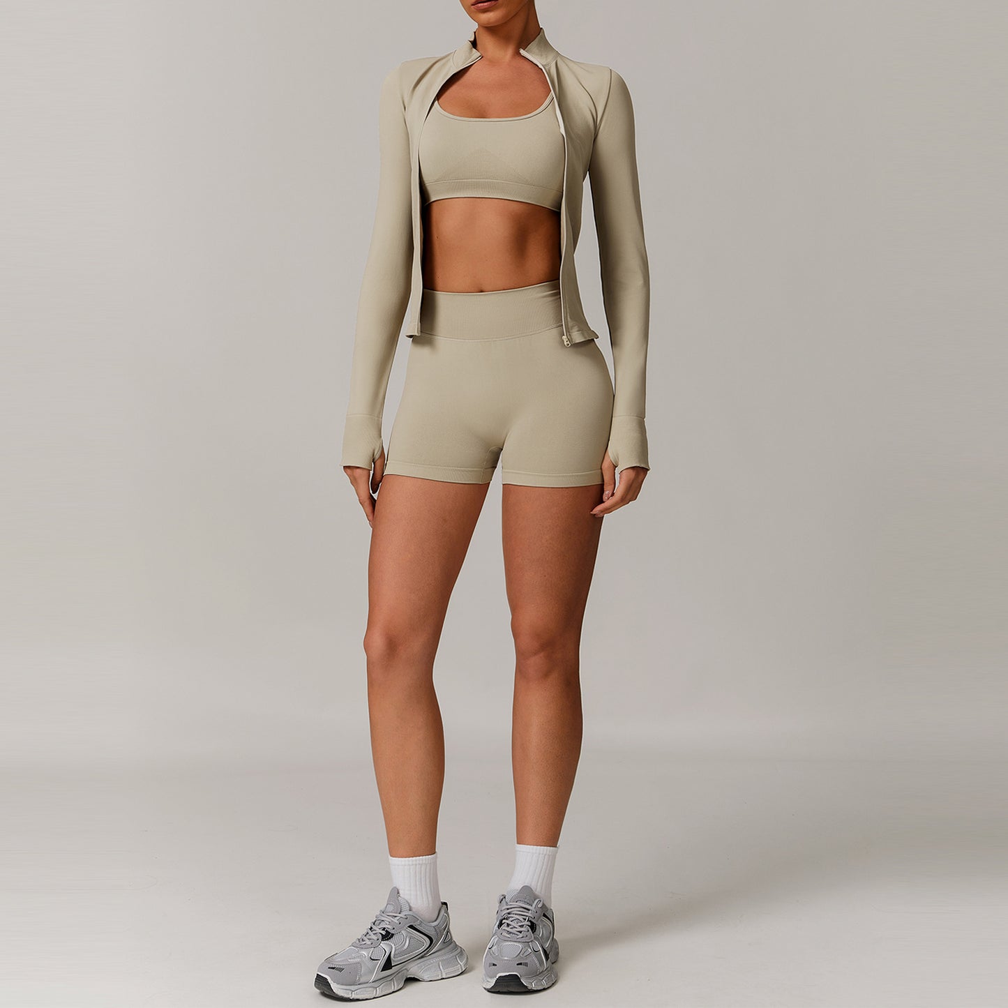 Conjunto de ioga para costas sem costuras 