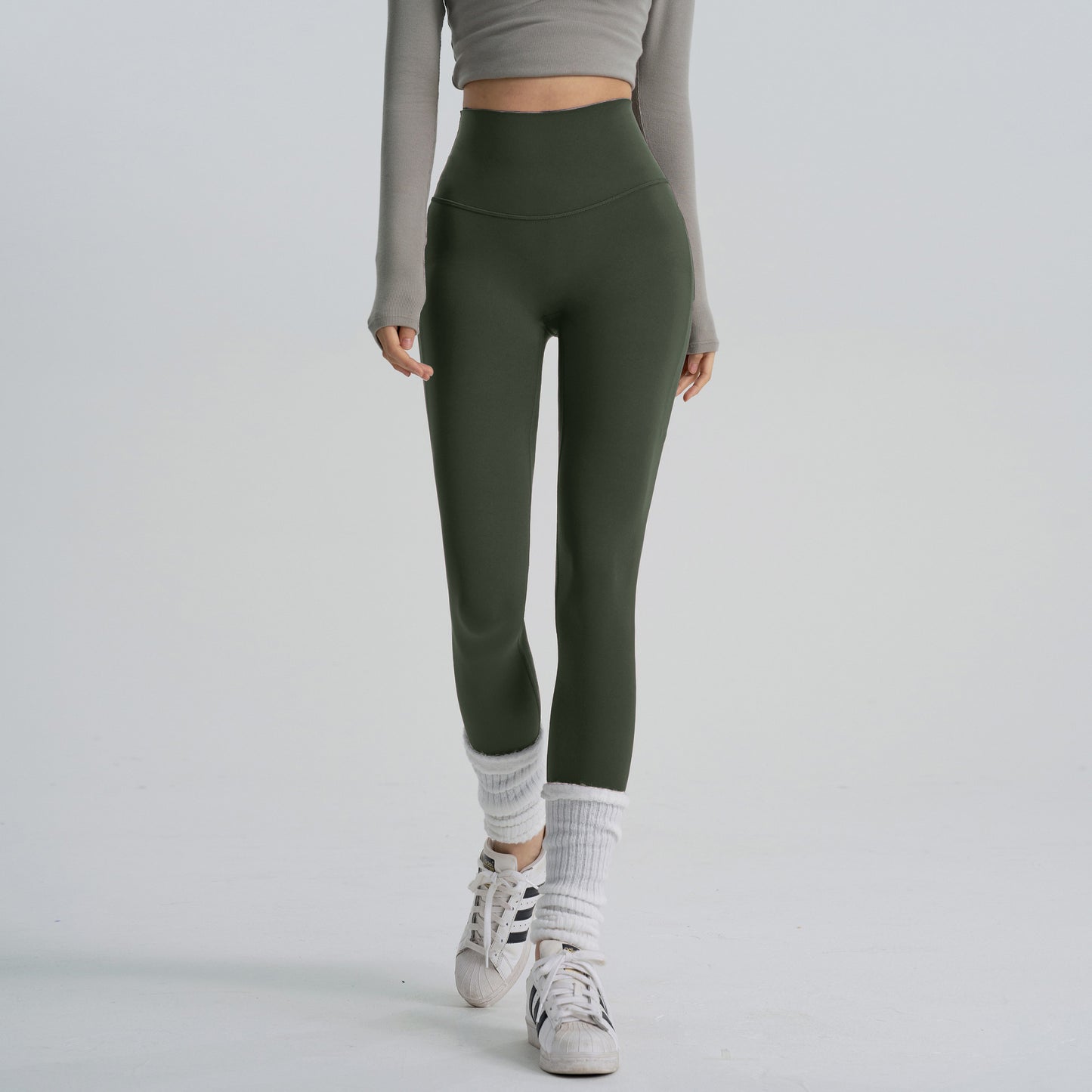 Calças de ioga de cintura subida 