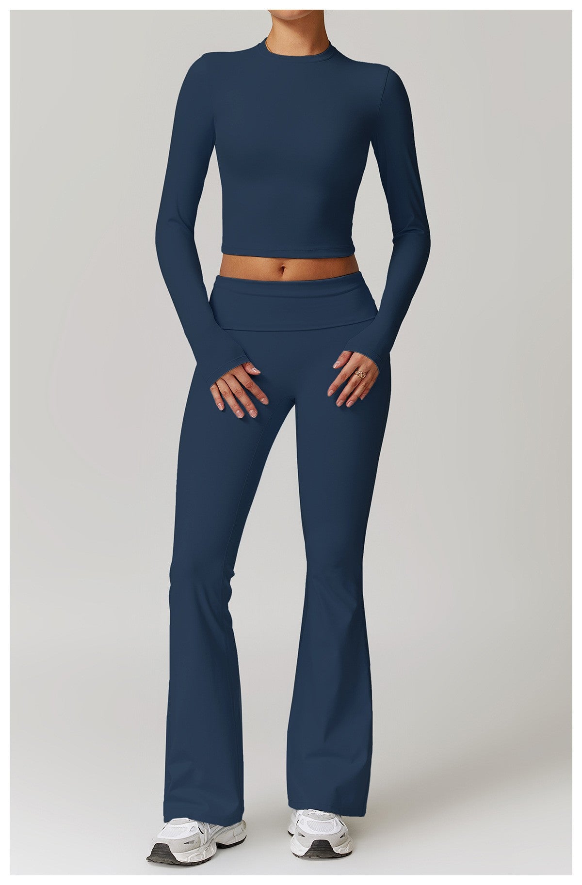 Conjunto de ioga com gola redonda 