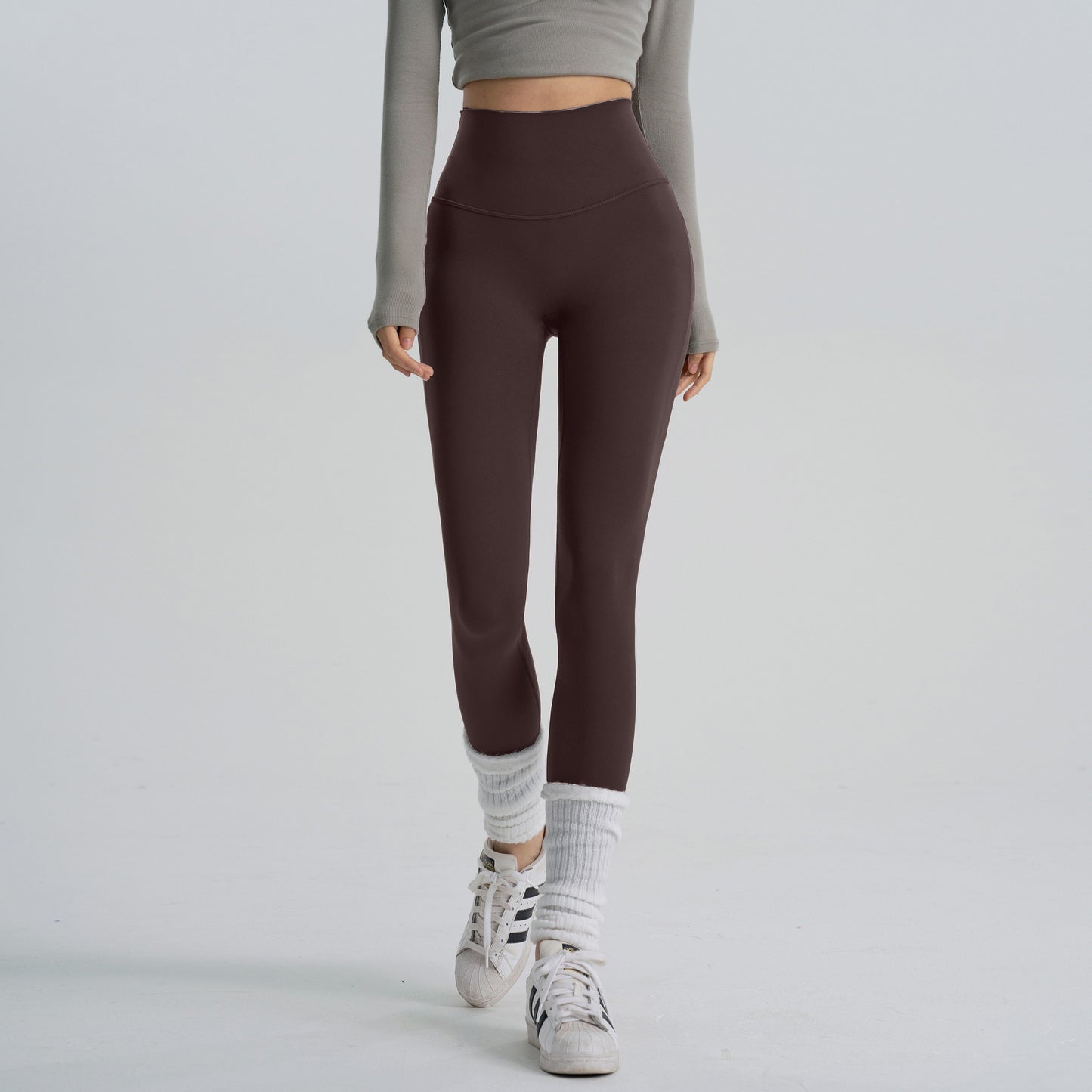 Calças de ioga de cintura subida 