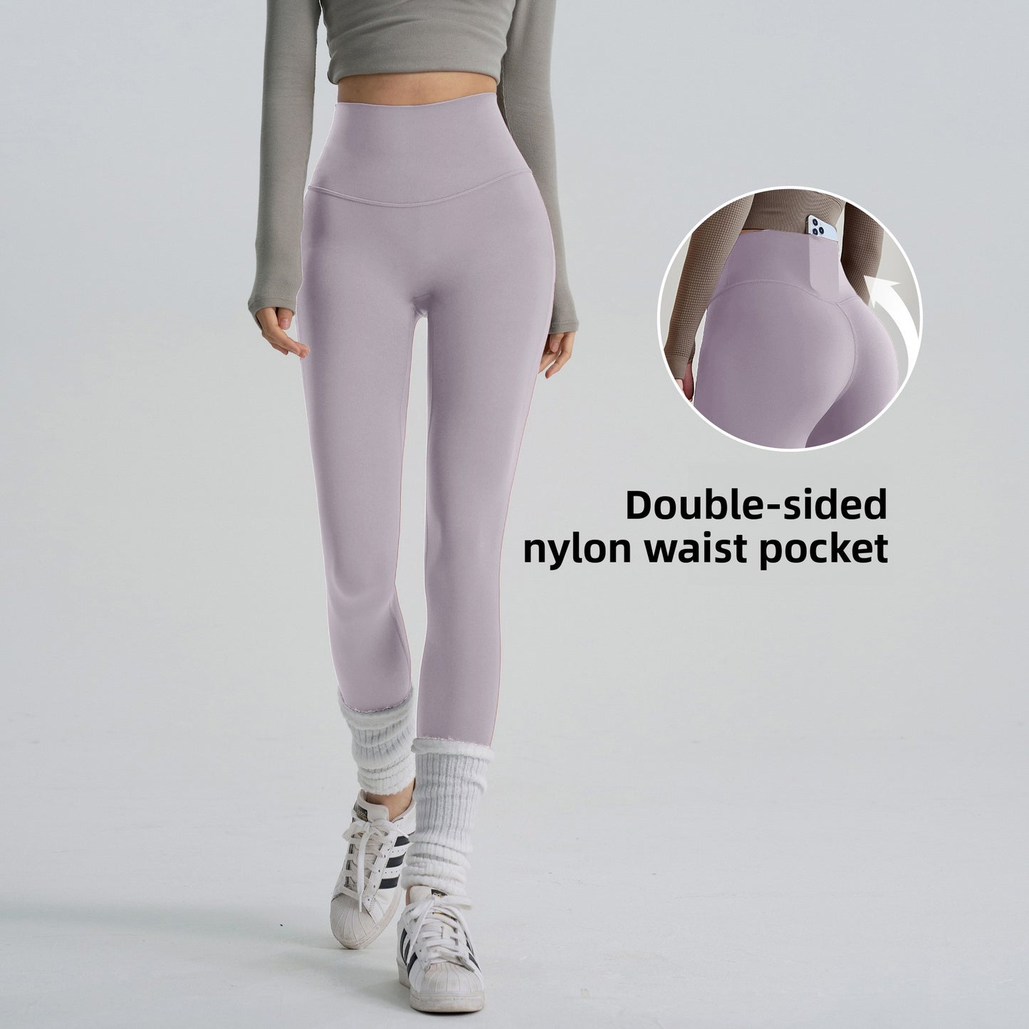 Calças de ioga de cintura subida 