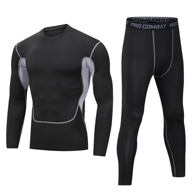 Ensemble de sport doublé polaire pour homme, idéal pour le fitness et la course à pied en hiver. 