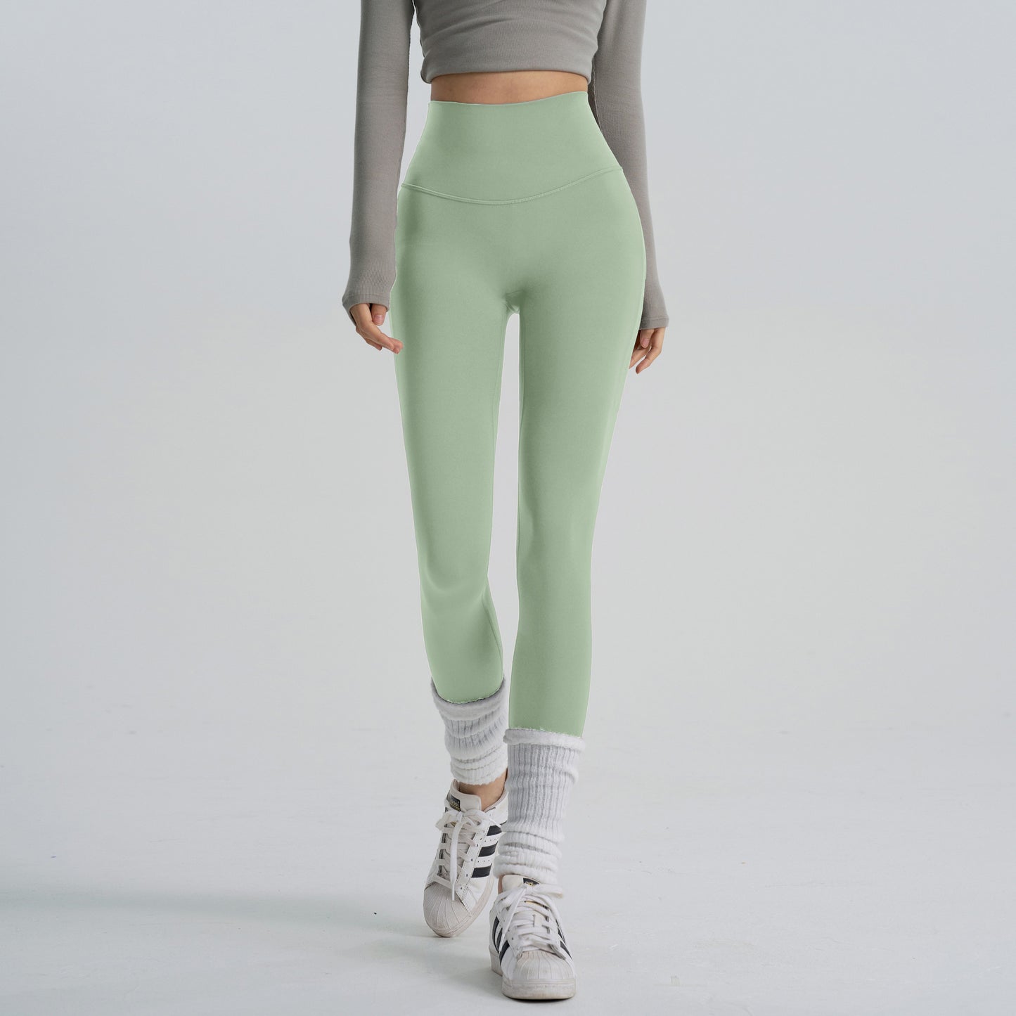 Calças de ioga de cintura subida 