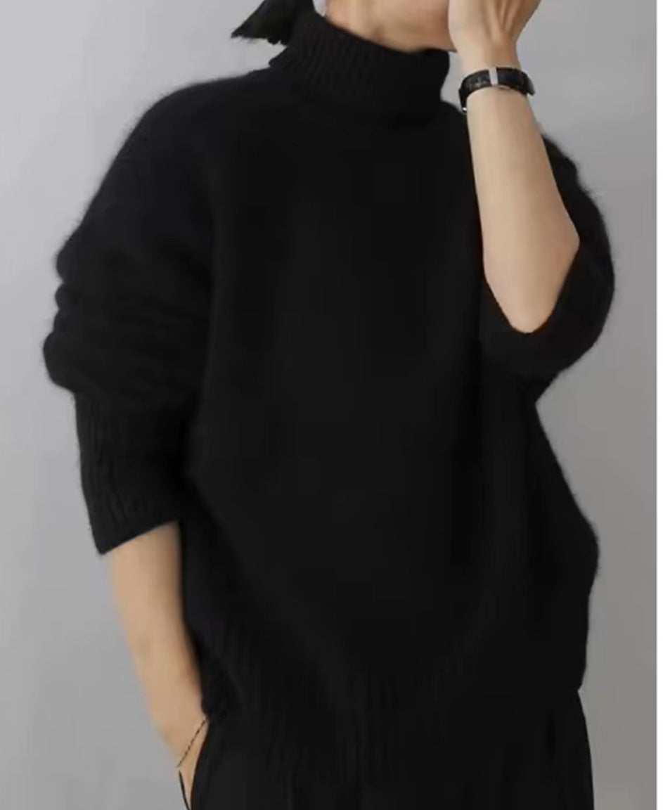 Pull à col roulé en cachemire épais pour femme 