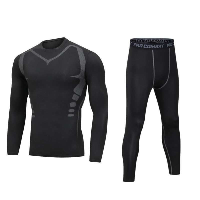 Ensemble de sport doublé polaire pour homme, idéal pour le fitness et la course à pied en hiver. 