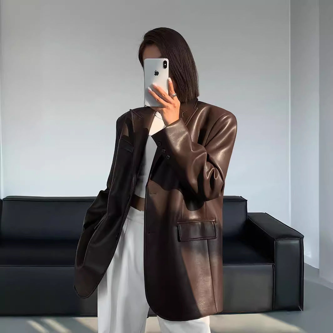 veste de costume en cuir 