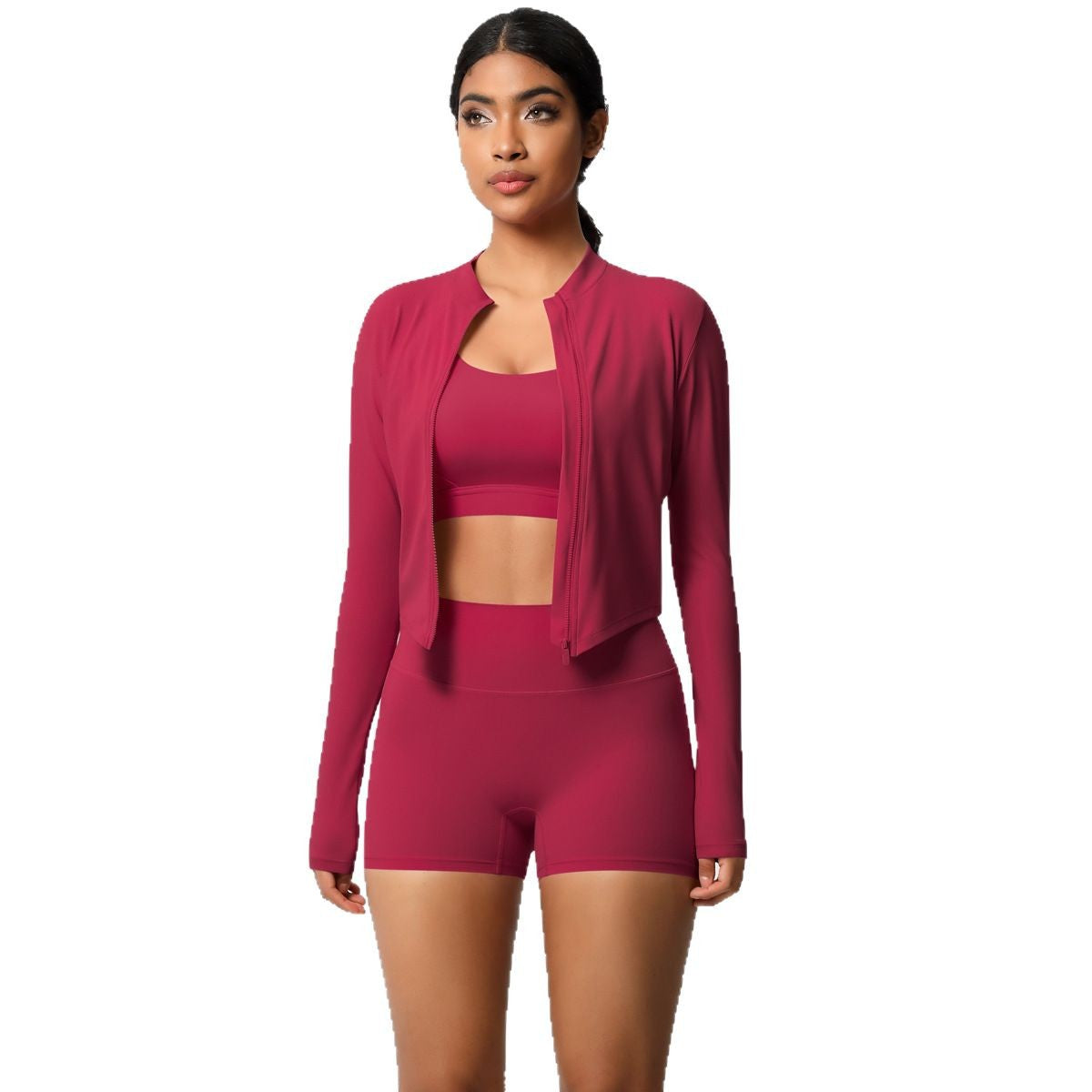 Conjunto de ioga de três peças para mulher 