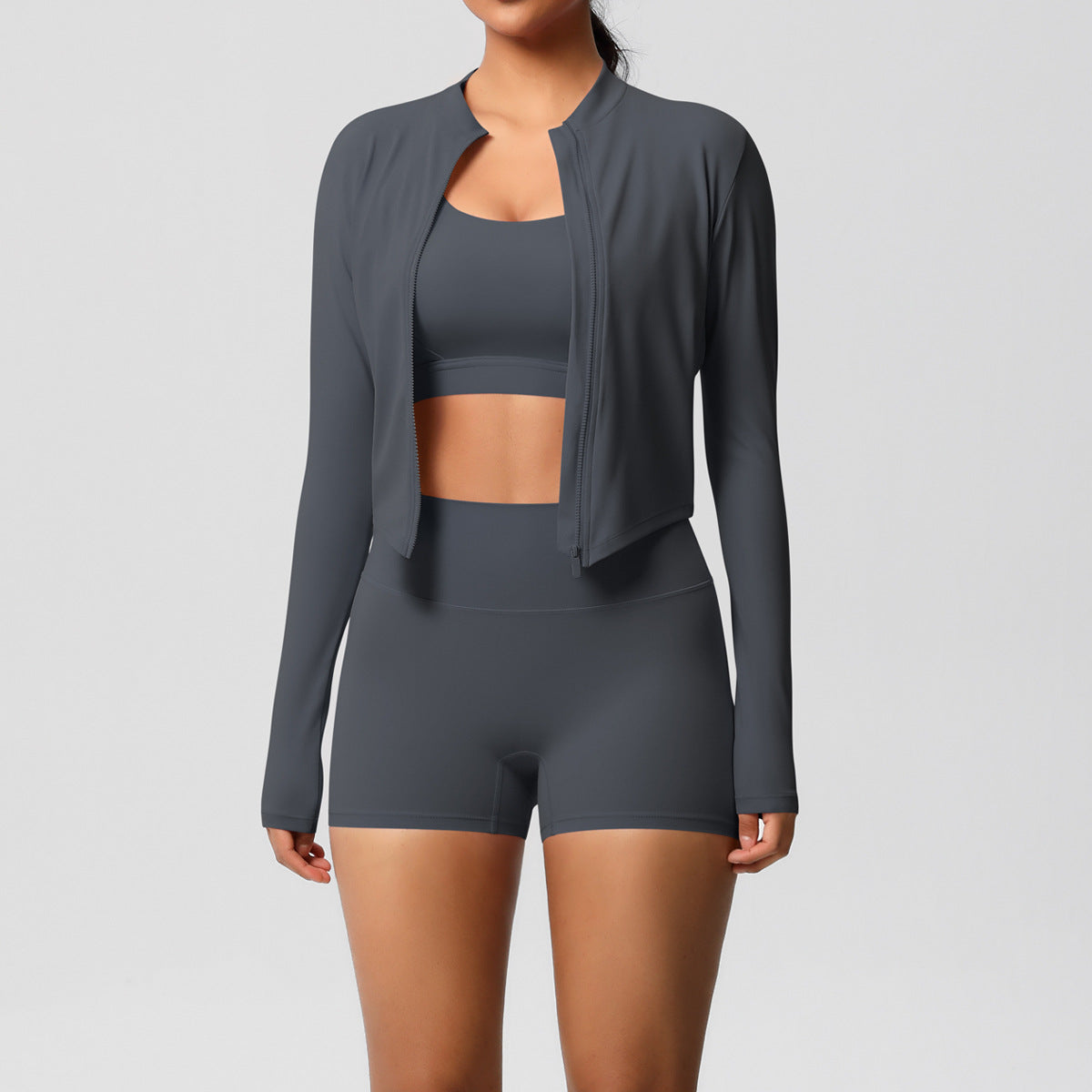 Conjunto de ioga de três peças para mulher 