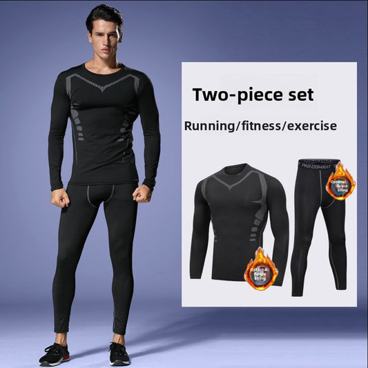 Men's Fleece-Lined Sportswear Suit for Winter Fitness and Running