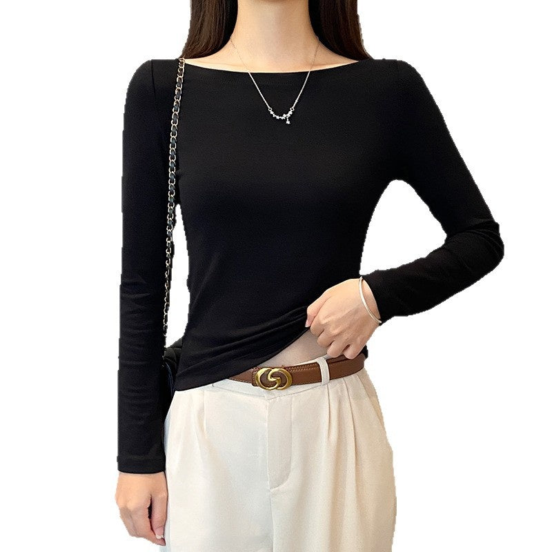 Single-shoulder long-sleeved t-shirt