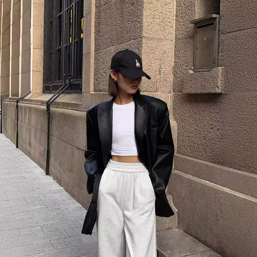 veste de costume en cuir 