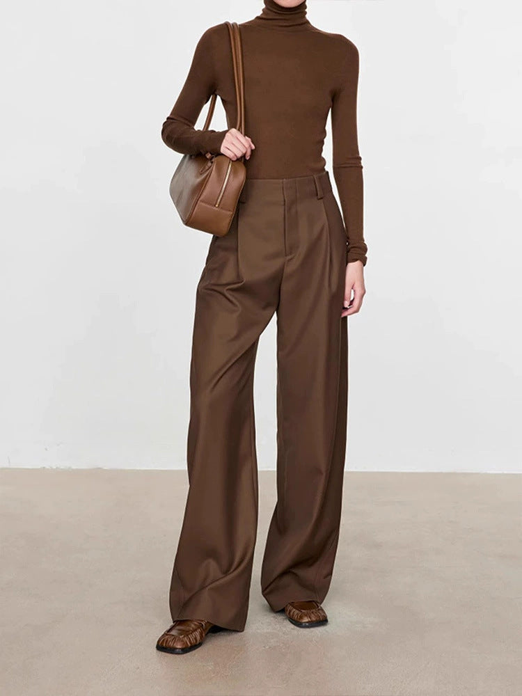 Pantalon large en laine peignée pour femme 