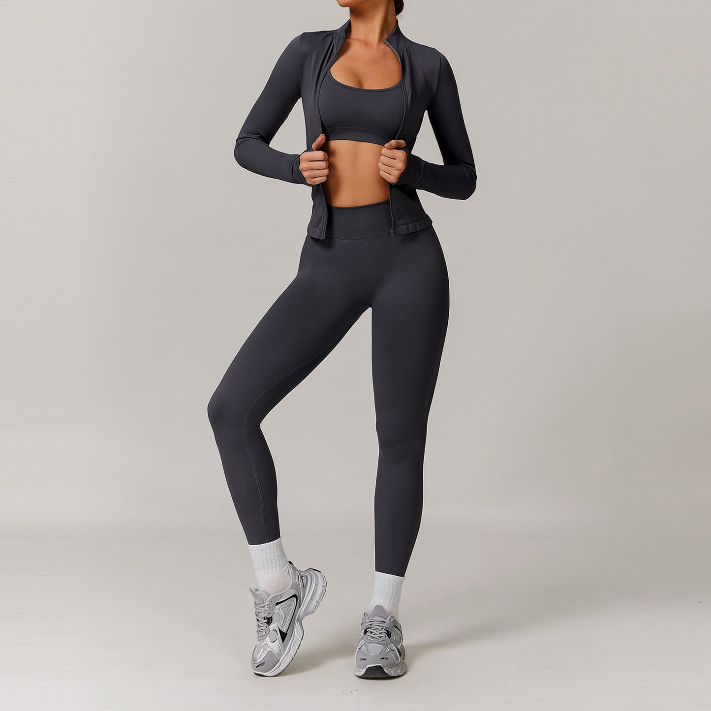 Conjunto de ioga para costas sem costuras 