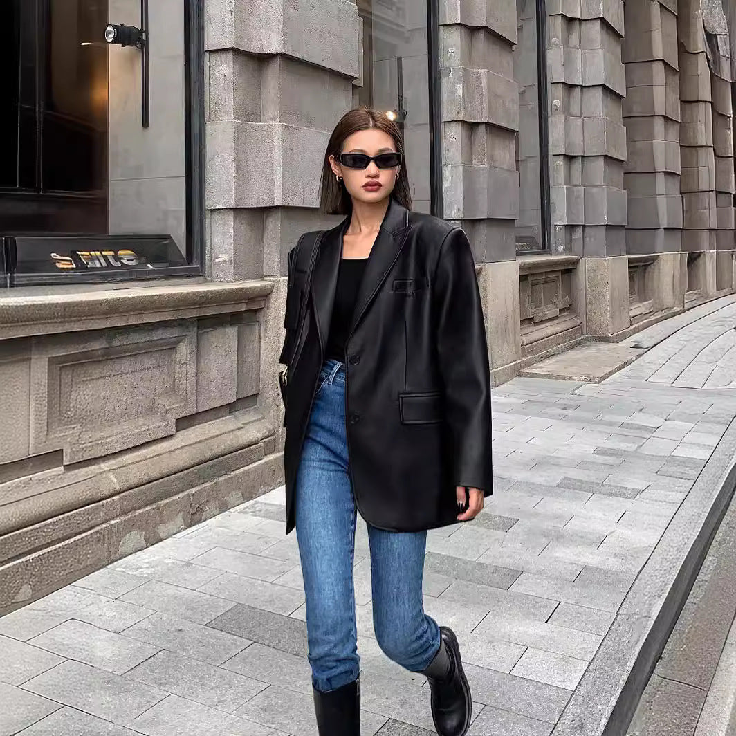 veste de costume en cuir 