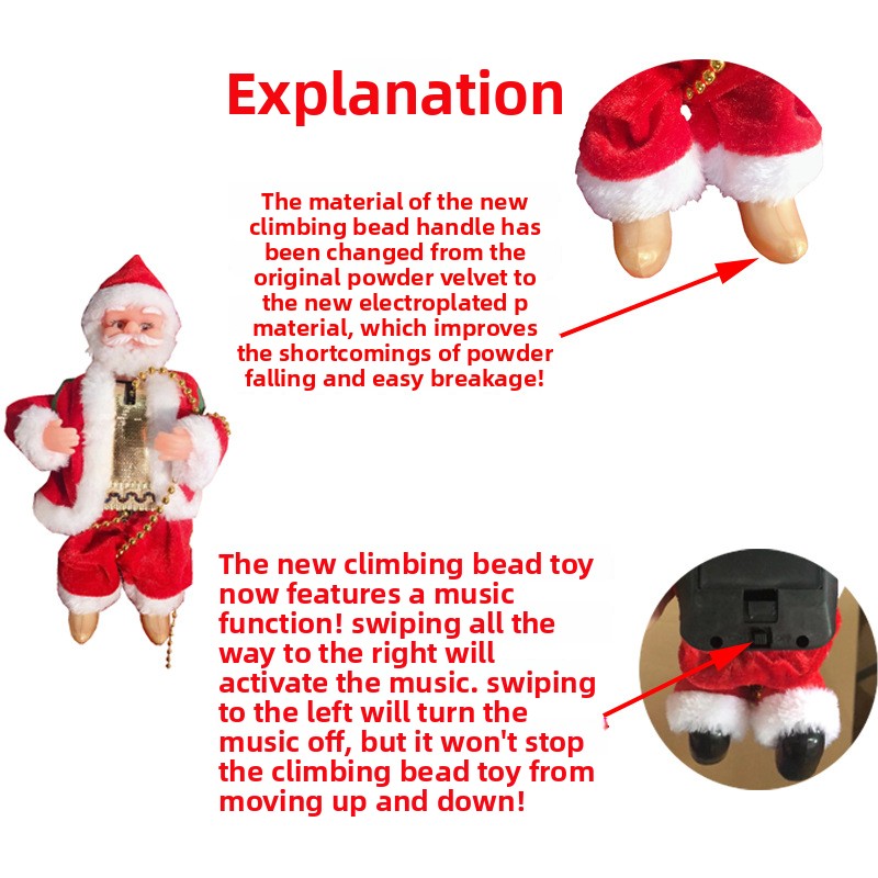 Père Noël électrique grimpant aux perles 