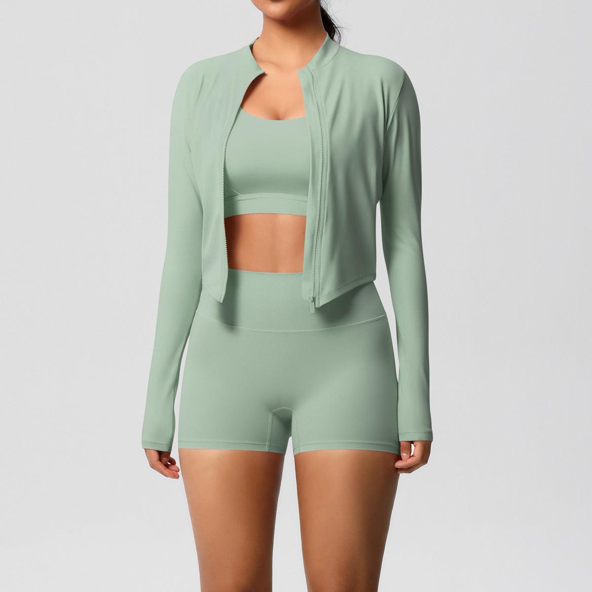 Conjunto de ioga de três peças para mulher 