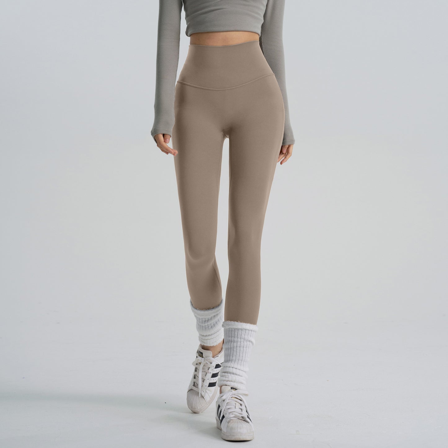 Calças de ioga de cintura subida 