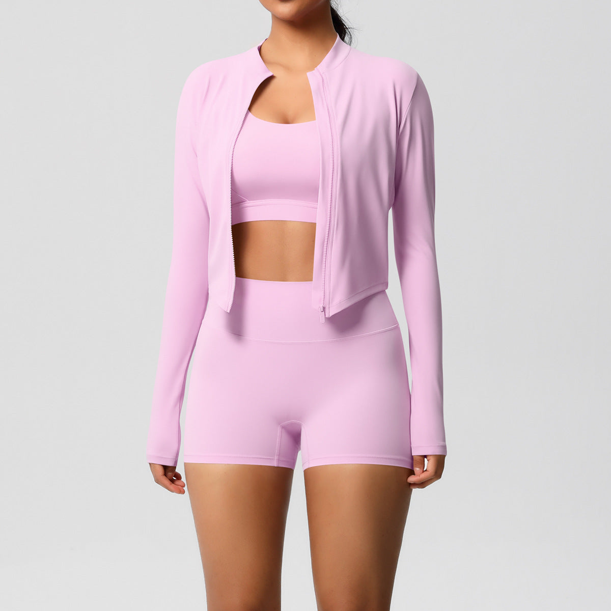 Conjunto de ioga de três peças para mulher 