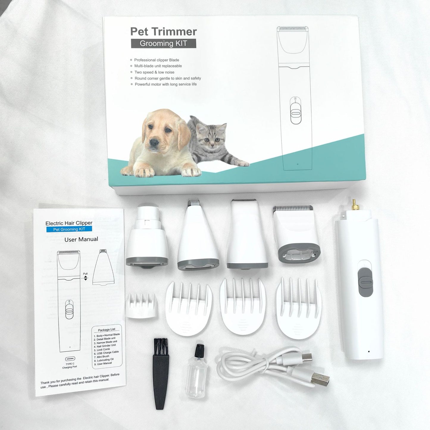 Ensemble de tondeuse électrique pour le toilettage des animaux de compagnie 